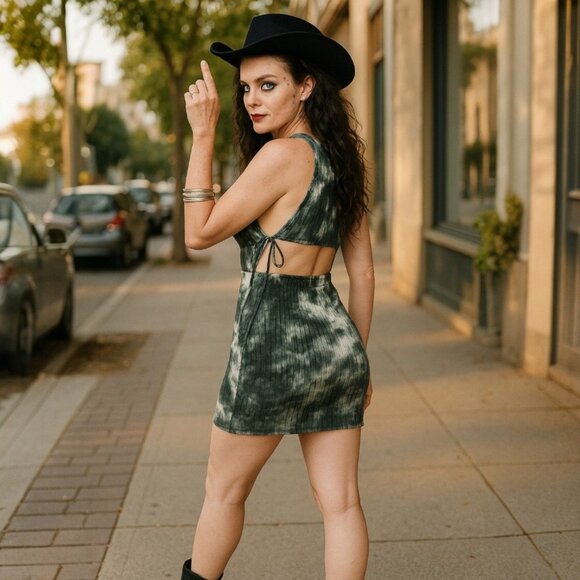 Laftre Tie Dye Crop Top & Skirt Set w/ Side Ties – Belita Size L NWT - Picture 2 of 4